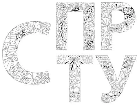 Hand drawn russian cyrillic script of letters. Zentangle alphabet. Vector ill Stock Illustration