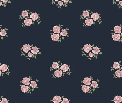 Hand drawn rustic pattern with roses Stockillustratie
