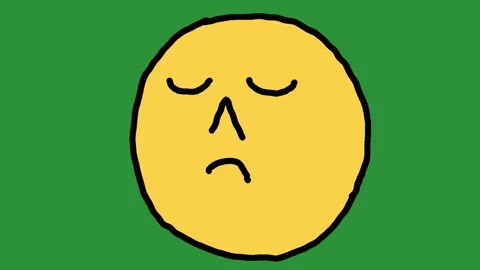 Hand-Drawn Sad Face with Closed Eyes | 2D Animated Disappointed Expression 库存影片 333983165