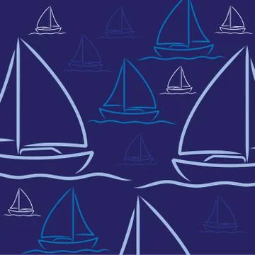 Hand drawn sailing boat pattern in vector format. Stock Illustration