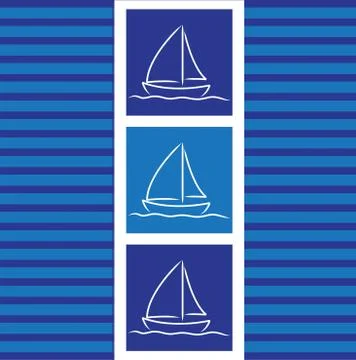 Hand drawn sailing boat pattern in vector format. Stock Illustration