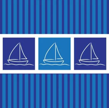 Hand drawn sailing boat pattern in vector format. Stock Illustration