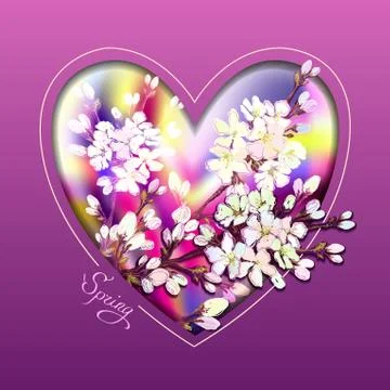 Hand drawn sakura design. Stock Illustration