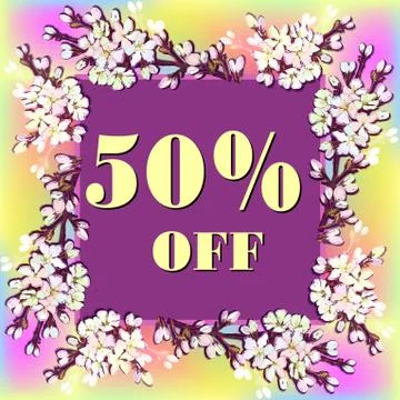 Hand drawn sakura design. Stock Illustration