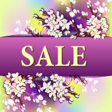 Hand drawn sakura design. Stock Illustration