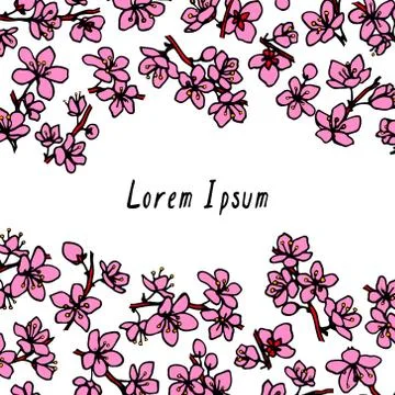 Hand drawn sakura flower Stock Illustration