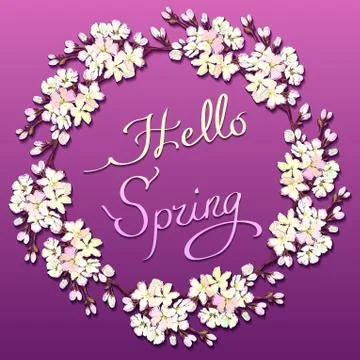 Hand drawn sakura wreath. Stock Illustration