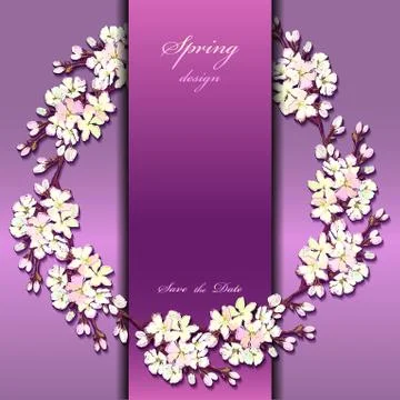 Hand drawn sakura wreath. Stock Illustration