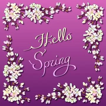 Hand drawn sakura wreath. Stock Illustration