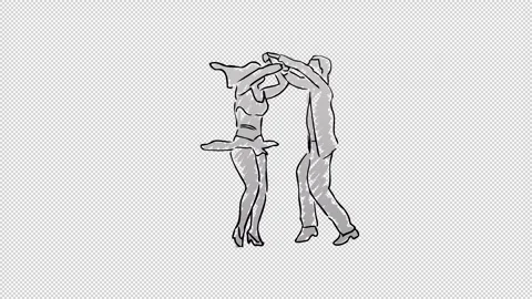 Hand drawn Salsa Dancing couple with transparent (alpha) background Stock Footage 249618281