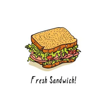 Hand drawn sandwich Stock Illustration