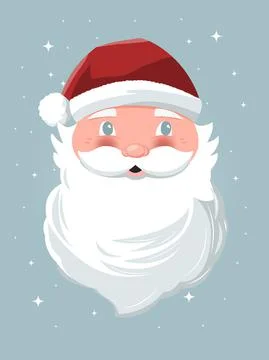 Hand drawn Santa Claus on light blue background with stars. Stock Illustration