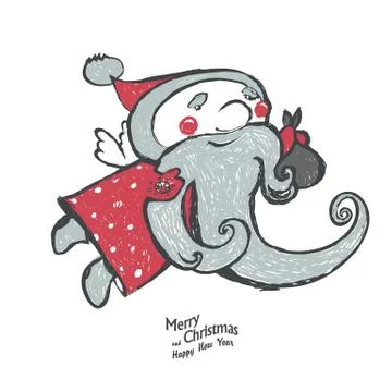 Hand-drawn santa on white Illustration