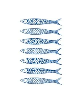 Hand drawn sardines Stock Illustration