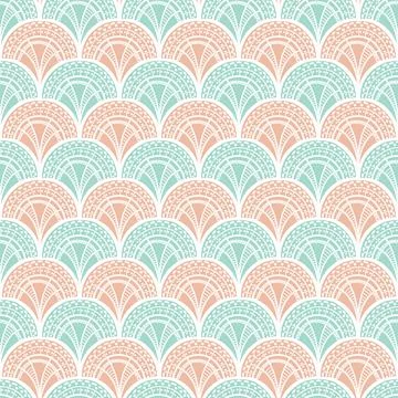 Hand drawn scale wavy seamless pattern. Handmade textured background for textile Illustrazione stock