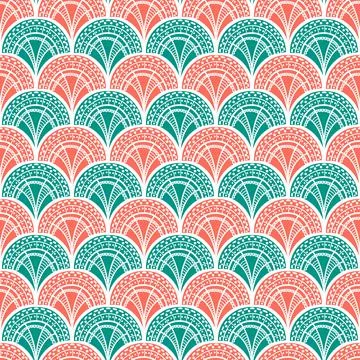 Hand drawn scale wavy seamless pattern. Handmade textured background for textile Stock Illustration