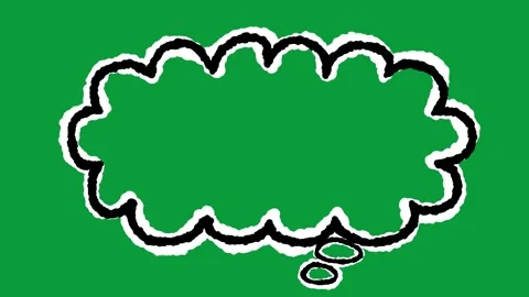 Hand Drawn Scalloped Cloud Thought Bubble 2D Animation Green Screen Stock Footage 341798630