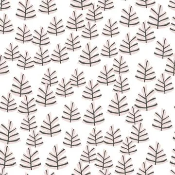 Hand drawn Scandinavian tree seamless pattern. Doodle forest background. Illustrazione stock