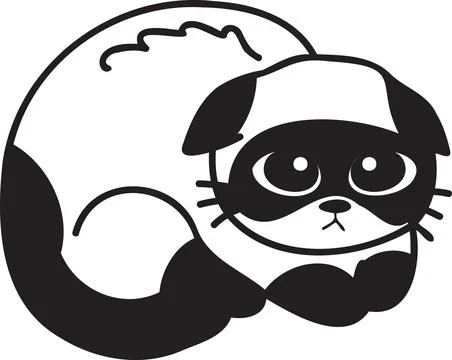 Hand Drawn scared or sad cat illustration in doodle style Illustration