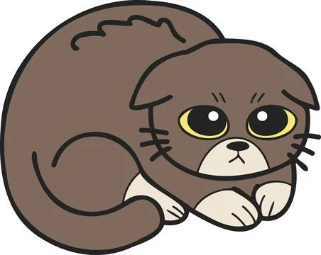 Hand Drawn scared or sad cat illustration in doodle style Illustration