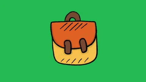Hand-Drawn School Bag Backpack | 2D Animated Education Accessory on green screen Vidéo 333983047