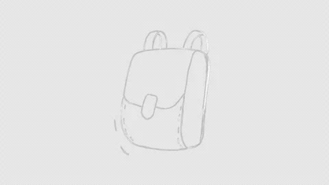 Hand drawn school bag white chalk icon Stock Footage 334814572