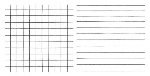 Hand drawn school notebook paper background set, grid pattern and lined sheet Stock Illustration
