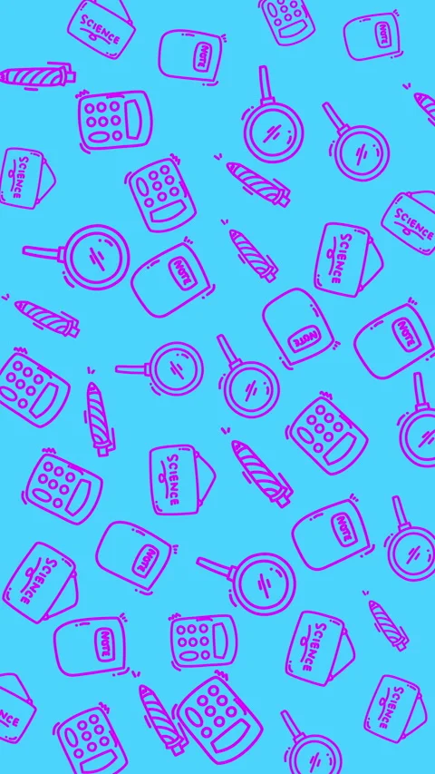 Hand-drawn school supplies pattern on blue background seamless pattern Video stock 339005994