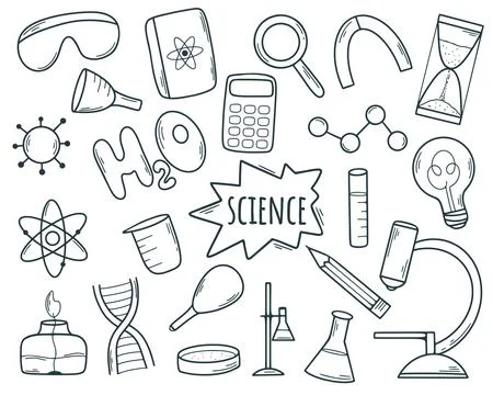 Hand drawn science set vector illustration Illustrazione stock