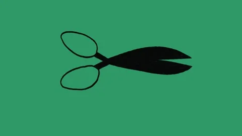 Hand-Drawn Scissors Cutting Animation on Green Screen | Doodle Tool Loop Video stock 318317478