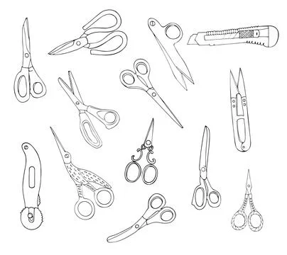 Hand drawn scissors set Stock Illustration
