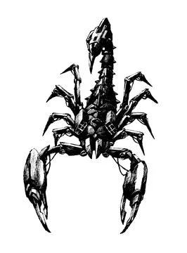 Hand-Drawn Scorpions Robot Stock-Illustration