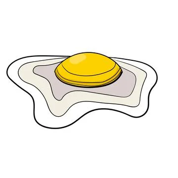 Hand drawn scrambled eggs on a white background. Stock Illustration