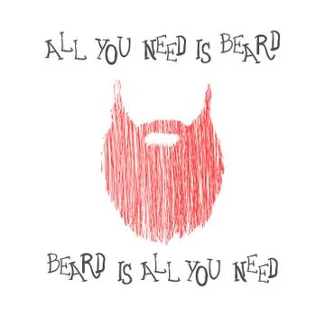 Hand drawn scribble Beard isolated on white background Vector Stock Illustration