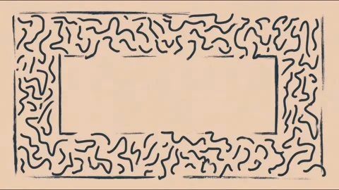 Hand drawn scribble border frame for copy space text overlay seamless loop .. Video stock 339791781