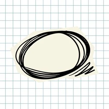 Hand drawn scribble circle frame on grid paper Stock Illustration