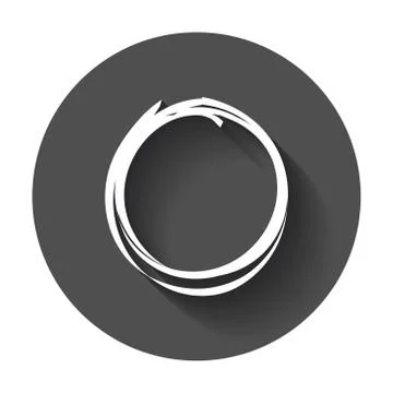 Hand drawn scribble circle. Vector element. Illustration with long shadow. Stock Illustration