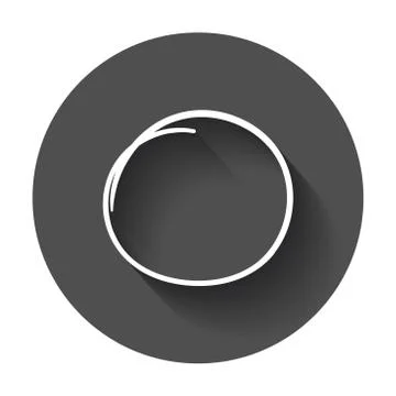 Hand drawn scribble circle. Vector element. Illustration with long shadow. Illustrazione stock