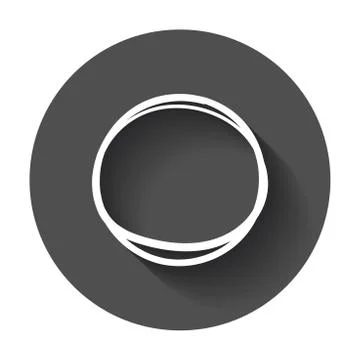 Hand drawn scribble circle. Vector element. Illustration with long shadow. Illustrazione stock