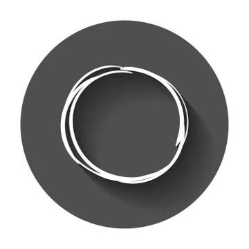 Hand drawn scribble circle. Vector element. Illustration with long shadow. Stock Illustration