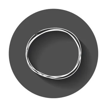 Hand drawn scribble circle. Vector element. Illustration with long shadow. Stock Illustration