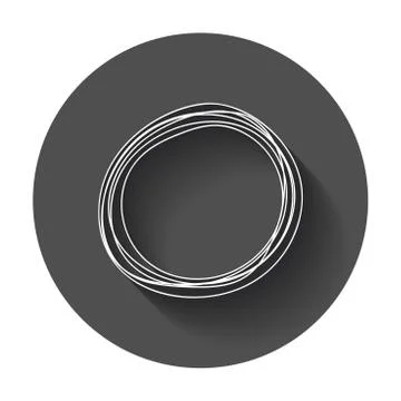 Hand drawn scribble circle. Vector element. Illustration with long shadow. Illustrazione stock