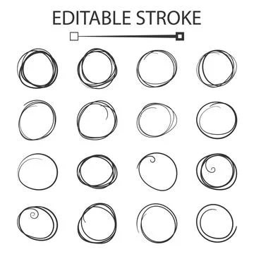 Hand drawn scribble circles icon in flat style. Shape frame vector illustrati Stock Illustration
