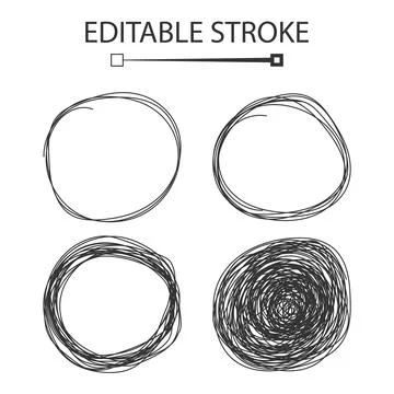 Hand drawn scribble circles icon in flat style. Shape frame vector illustrati Illustrazione stock