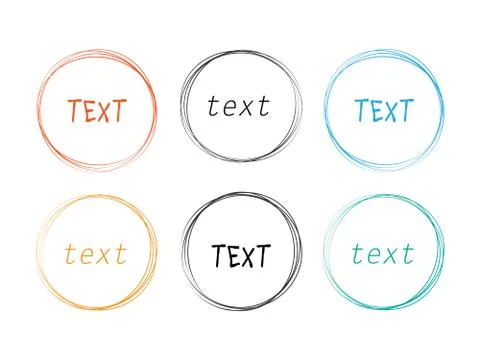 Hand drawn scribble circles. Round sketch line vector frames. Scribble round  Illustrazione stock