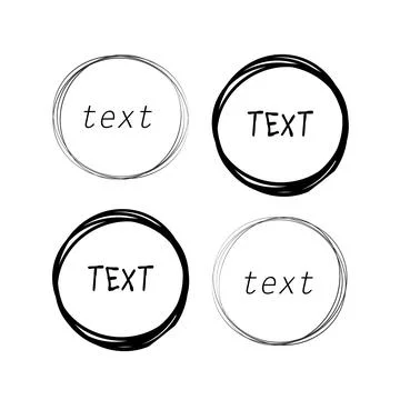Hand drawn scribble circles. Round sketch line vector frames. Scribble round  Illustrazione stock