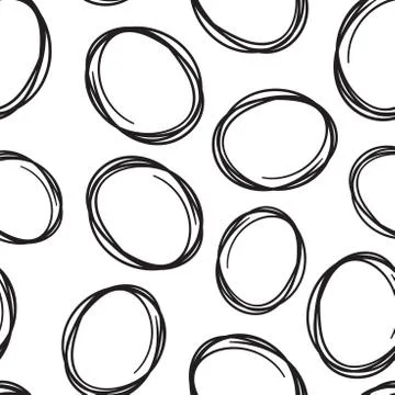 Hand drawn scribble circles seamless pattern background. Business flat vector Illustrazione stock
