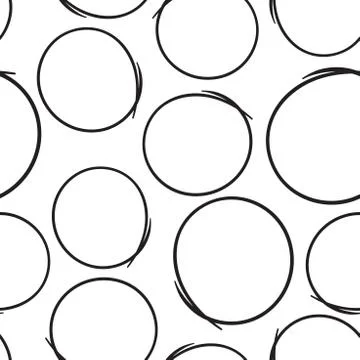 Hand drawn scribble circles seamless pattern background. Business flat vector Illustrazione stock