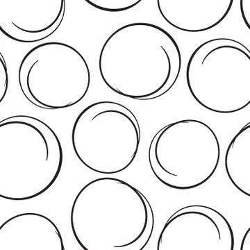 Hand drawn scribble circles seamless pattern background. Business flat vector Stock Illustration
