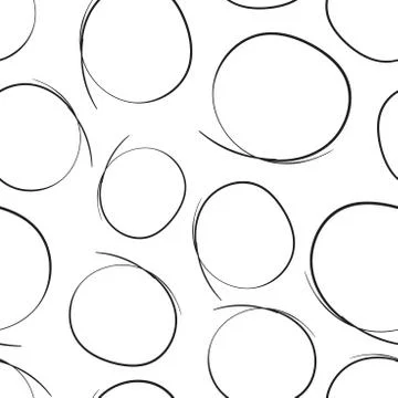 Hand drawn scribble circles seamless pattern background. Business flat vector Stock Illustration